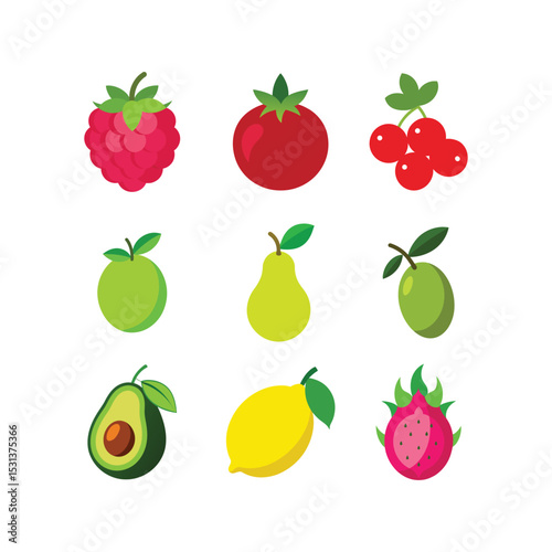 Colorful set of fruits vector illustration(B)
