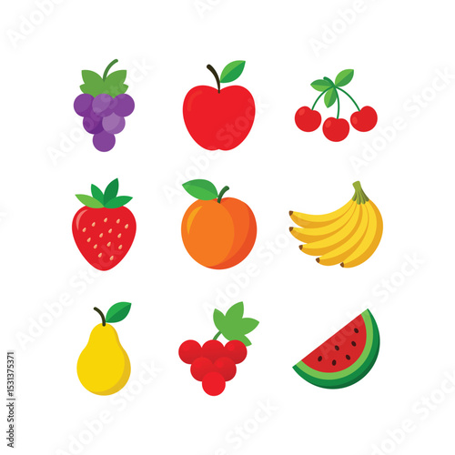 Colorful set of fruits vector illustration(C)