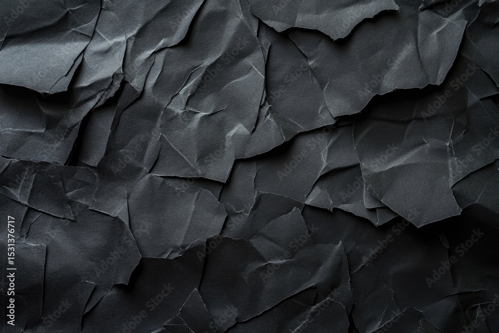 Fototapeta premium Textured black crumpled paper background