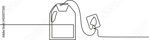 Continuous one line drawing of paper tea bag, Discount tag icon line continuous drawing vector. One line price tag icon vector background.