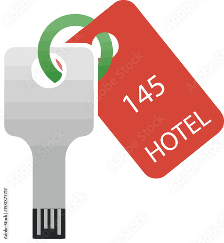 Hotel key in Digital Age: A modern hotel key, merging traditional and tech, with the key card and hotel tag, is digitally connected, symbolizing convenience and seamless travel.