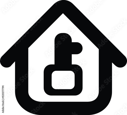 Home Security Icon: A simple, clear icon of a house featuring a keyhole, symbolizing safety, security and the idea of home.