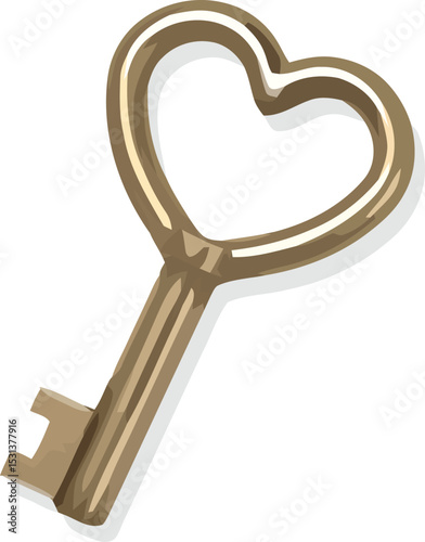 Key to the Heart: A vintage-style key, meticulously crafted with a heart-shaped bow, symbolizing love, access, and unlock secrets