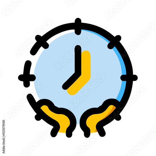 Vector Silhouette of a Clock Face with Hands for Time and Watch Themes

