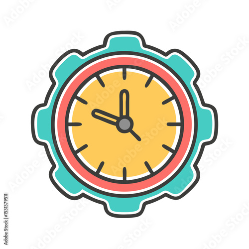 Vector Silhouette of a Clock Face with Hands for Time and Watch Themes


