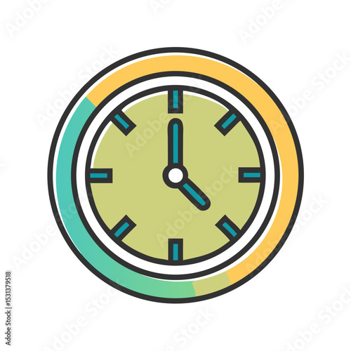 Vector Silhouette of a Clock Face with Hands for Time and Watch Themes

