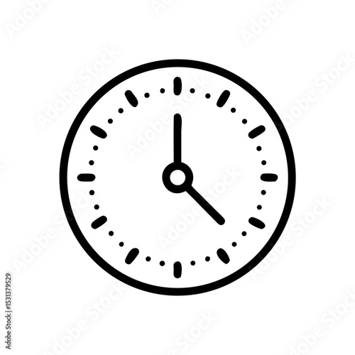 Black Vector Silhouette of a Clock Face with Hands for Time and Watch Themes, vector line art silhouette

