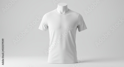 White T-Shirt on a Mannequin Isolated Presentation Studio Shot Casual Wear Comfortable Clothing Basic Fashion Design Aesthetic Presentation