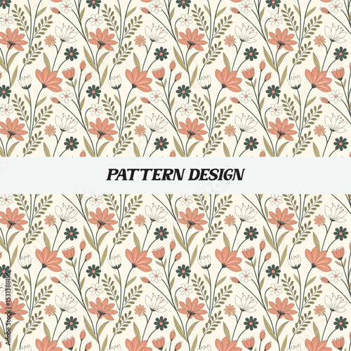 Delicate Floral Pattern Design for Fabrics or Wallpapers