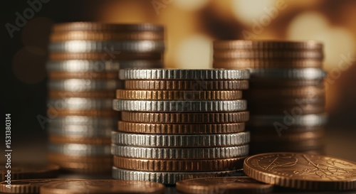 Stacks of Coins Representing Financial Stability and Investment Opportunities for a Secure Retirement and Long-Term Growth