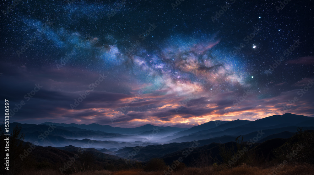 Naklejka premium sunset in the mountains