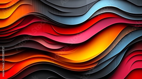 Abstract wavy layered colors