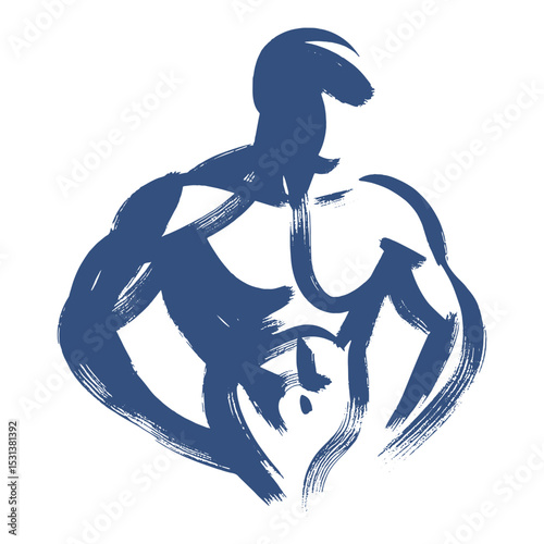 Abstract muscular male body brushstroke vector illustration