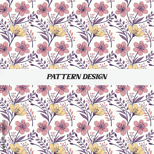 Delicate Floral Pattern Design for Fabrics or Wallpapers