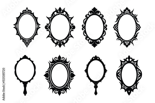 Mirror Silhouette  vector illustration, Set of  Mirror Silhouette