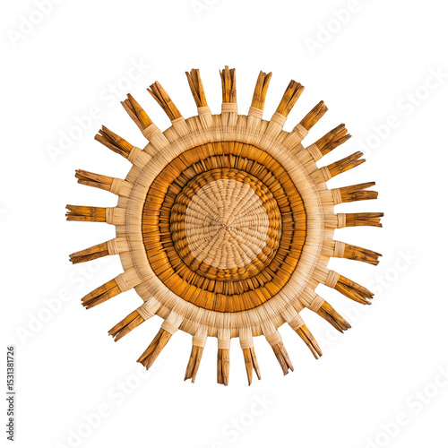 Sunburst Wall Basket with Extended Split Reed and Palm Leaf Rays