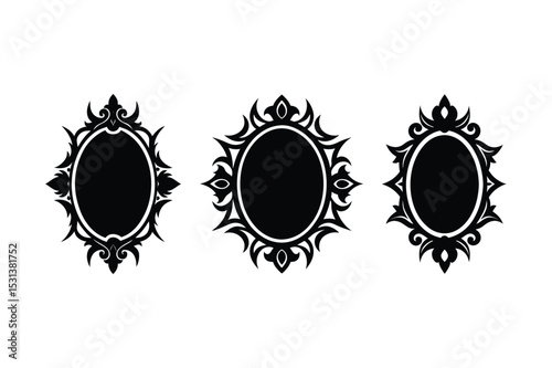 Mirror Silhouette  vector illustration, Set of  Mirror Silhouette