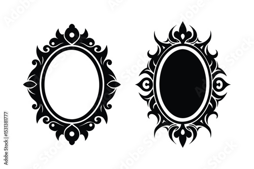 Mirror Silhouette  vector illustration, Set of  Mirror Silhouette