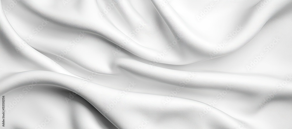 Fototapeta premium Smooth, white fabric drapes in flowing folds
