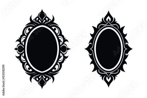 Mirror Silhouette  vector illustration, Set of  Mirror Silhouette
