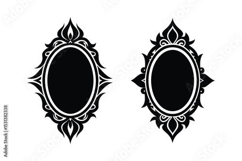 Mirror Silhouette  vector illustration, Set of  Mirror Silhouette