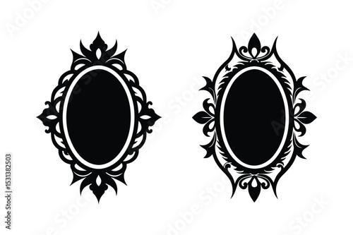 Mirror Silhouette  vector illustration, Set of  Mirror Silhouette
