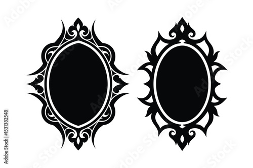 Mirror Silhouette  vector illustration, Set of  Mirror Silhouette
