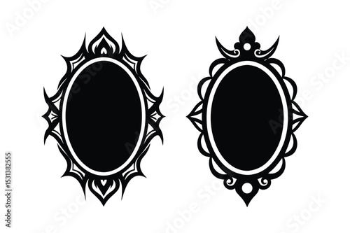 Mirror Silhouette  vector illustration, Set of  Mirror Silhouette