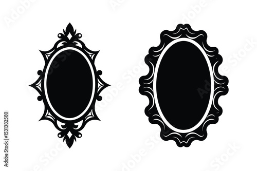 Mirror Silhouette  vector illustration, Set of  Mirror Silhouette