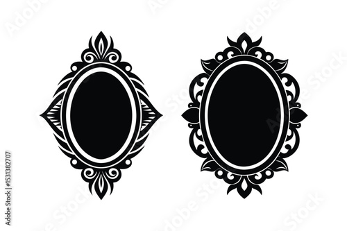 Mirror Silhouette  vector illustration, Set of  Mirror Silhouette