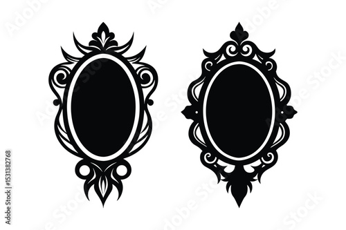 Mirror Silhouette  vector illustration, Set of  Mirror Silhouette
