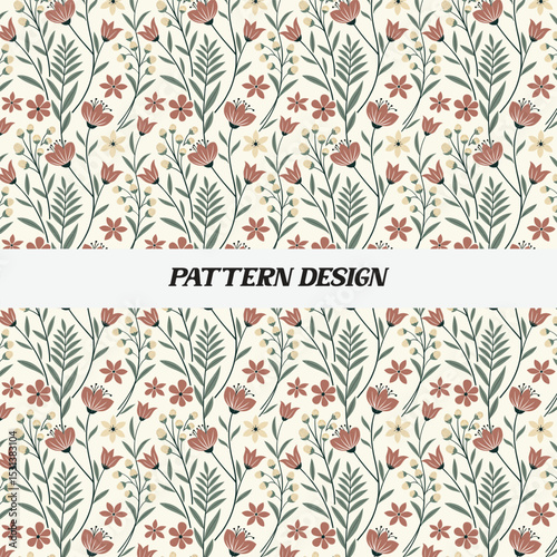 Delicate Floral Pattern Design for Fabrics or Wallpapers