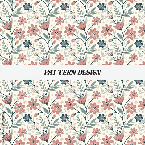 Delicate Floral Pattern Design for Fabrics or Wallpapers
