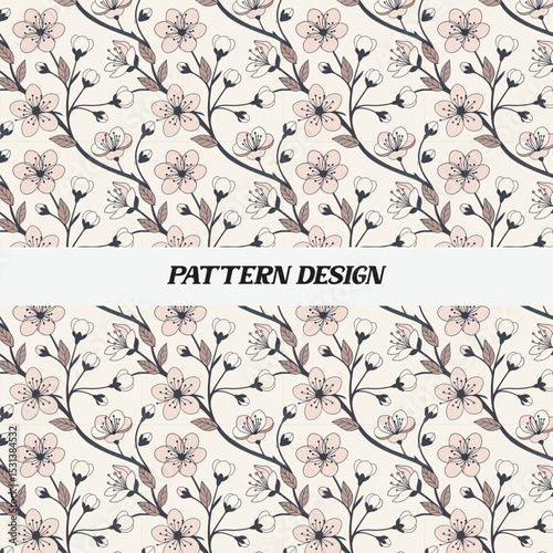 Delicate Floral Pattern Design for Fabrics or Wallpapers