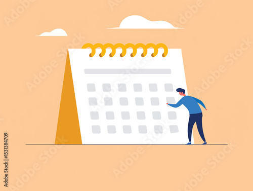 Planning and Scheduling Vector Illustration of Man with Calendar