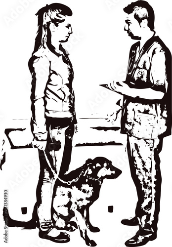 Vet man explaining owner treatment