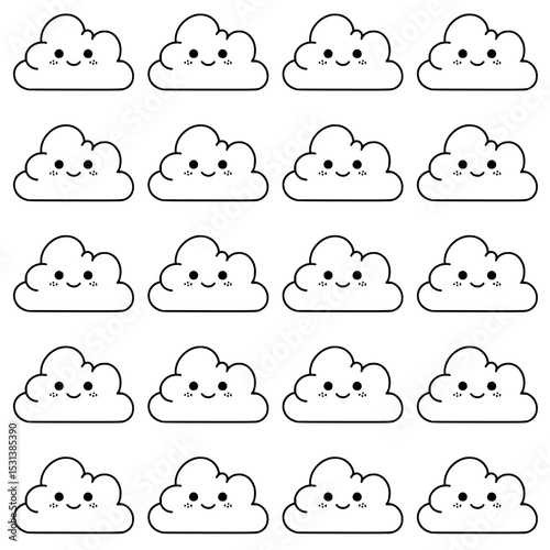 Cute and adorable rain cloud seamless pattern. Suitable for children's designs, decorations, textiles, wrapping paper, backgrounds and packaging.