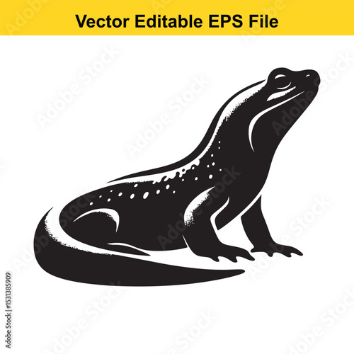 Salamander Silhouette Graphic Illustration Depicts a Sleek Reptilian Figure with an Elegant Curvature and a Sense of Primitive Beauty