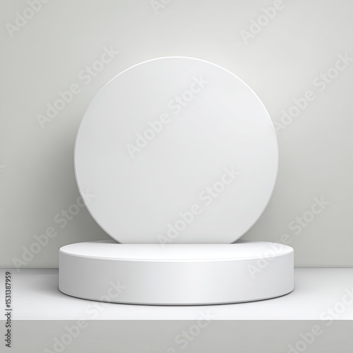 Empty white circular podium