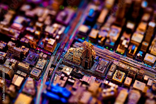 Abstract futuristic circuit board like city