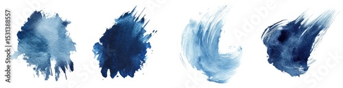 Abstract watercolor splatter art in shades of blue