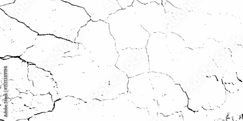 high contrast image showing a cracked white surface, creating a distressed and textured abstract pattern design element