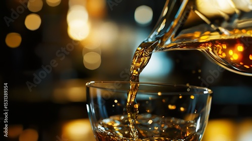 Artistic capture of wine pour, blurred background, sophisticated lighting