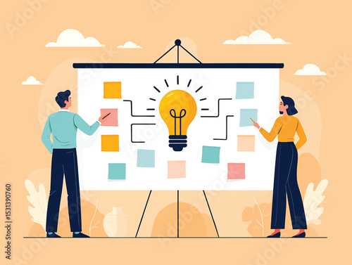 Teamwork Brainstorming Innovative Ideas & Strategic Planning