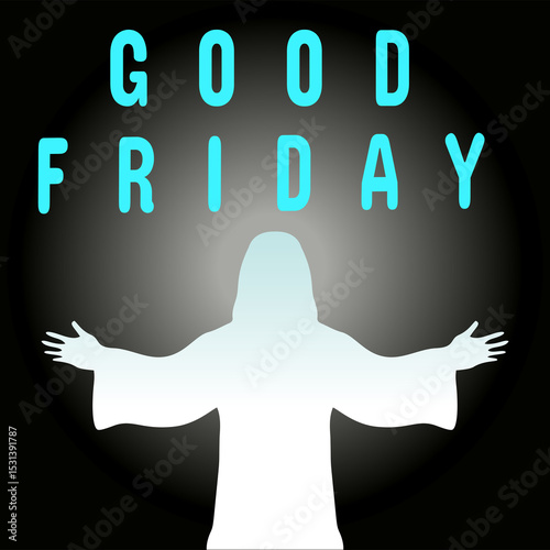 Solemn image commemorating the crucifixion of Jesus Christ, Good Friday cross silhouette against a dramatic sky. Christian religious holiday, Holy Week, sacrifice, atonement, faith, solemnity.