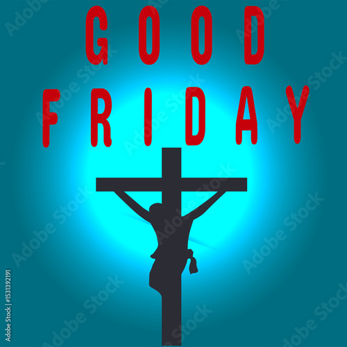 Solemn image commemorating the crucifixion of Jesus Christ, Good Friday cross silhouette against a dramatic sky. Christian religious holiday, Holy Week, sacrifice, atonement, faith, solemnity.