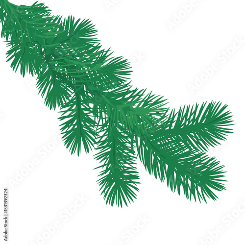 Flat Color Pine Tree Vector on White Background.