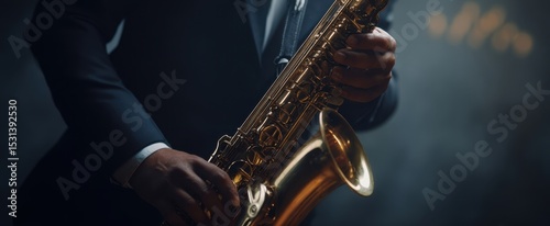The saxophone played in a stylish, atmospheric jazz setting.
