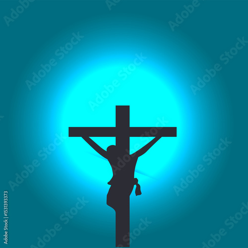Solemn image commemorating the crucifixion of Jesus Christ, Good Friday cross silhouette against a dramatic sky. Christian religious holiday, Holy Week, sacrifice, atonement, faith, solemnity.