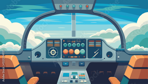 Cockpit View Flying Above Clouds